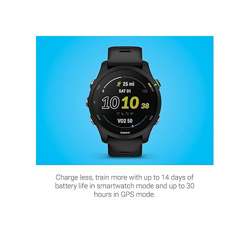 가민 Garmin Forerunner® 255 Music, GPS Running Smartwatch with Music, Advanced Insights, Long-Lasting Battery, Black - 010-02641-20