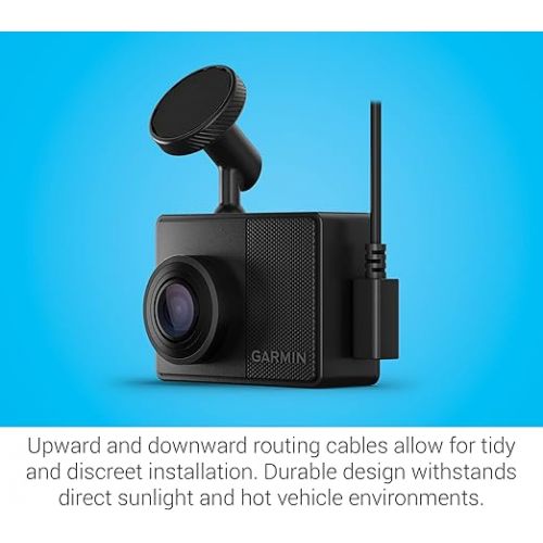 가민 Garmin Dash Cam 67W, 1440p and extra-wide 180-degree FOV, Monitor Your Vehicle While Away w/ New Connected Features, Voice Control, Compact and Discreet, Includes Memory Card - 010-02505-05