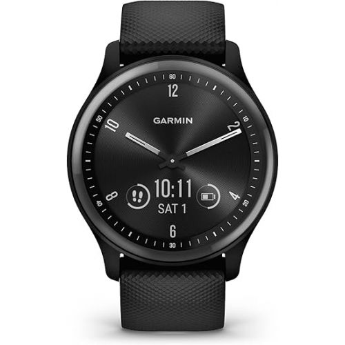 가민 Garmin vivomove Sport, Hybrid Smartwatch, Health and Wellness Features, Touchscreen, Black