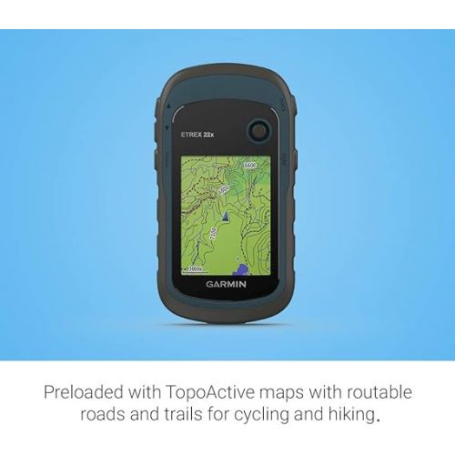 가민 Garmin 010-02256-00 eTrex 22x, Rugged Handheld GPS Navigator, Black/Navy