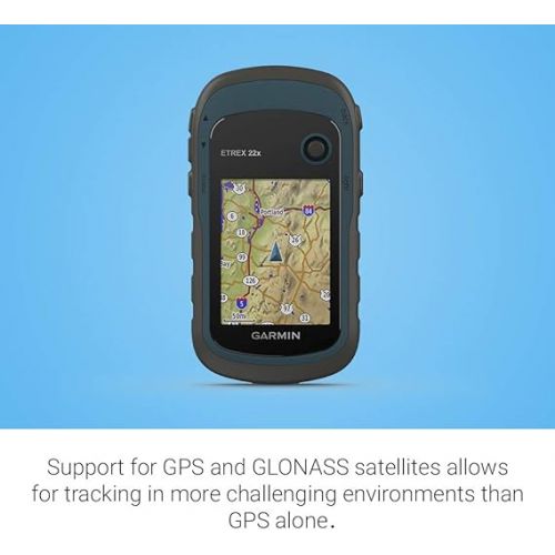 가민 Garmin 010-02256-00 eTrex 22x, Rugged Handheld GPS Navigator, Black/Navy