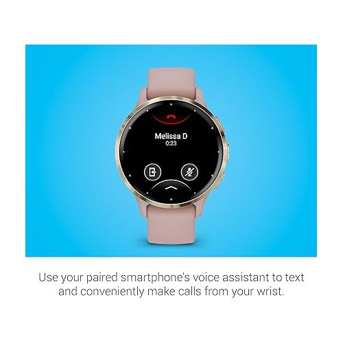 가민 Garmin Venu 3S Soft Gold Stainless Steel Bezel 1.2-Inch AMOLED Touchscreen Display Smart Watch with 41mm Dust Rose Case and Silicone Band