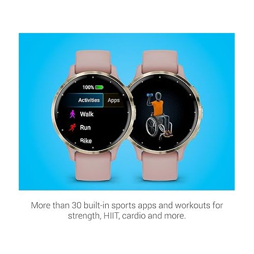 가민 Garmin Venu 3S Soft Gold Stainless Steel Bezel 1.2-Inch AMOLED Touchscreen Display Smart Watch with 41mm Dust Rose Case and Silicone Band