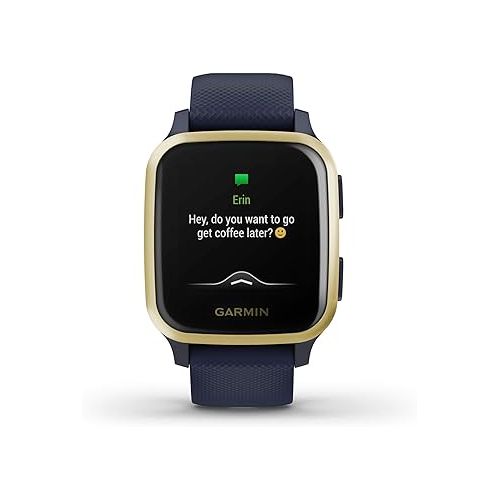 가민 Garmin Venu Sq Music, GPS Smartwatch with Bright Touchscreen Display, Features Music and Up to 6 Days of Battery Life, Light Gold and Navy Blue