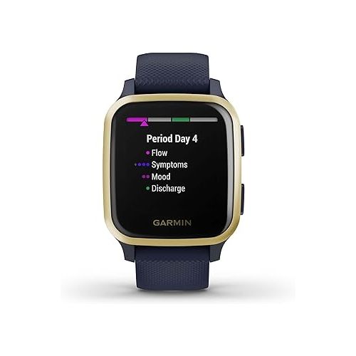 가민 Garmin Venu Sq Music, GPS Smartwatch with Bright Touchscreen Display, Features Music and Up to 6 Days of Battery Life, Light Gold and Navy Blue