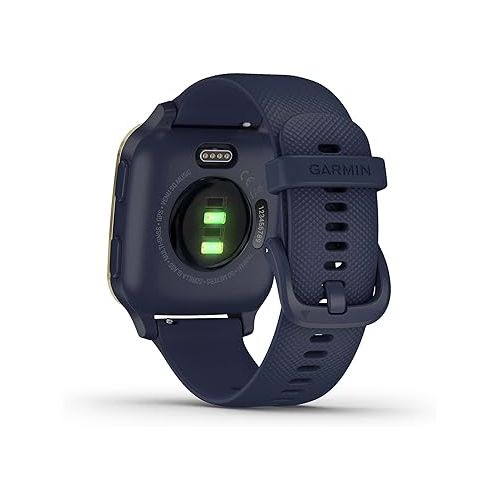 가민 Garmin Venu Sq Music, GPS Smartwatch with Bright Touchscreen Display, Features Music and Up to 6 Days of Battery Life, Light Gold and Navy Blue