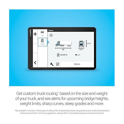가민 Garmin d?zl™ OTR1010, Extra-Large, Easy-to-Read 10” GPS Truck Navigator, Custom Truck Routing, High-Resolution Birdseye Satellite Imagery, Directory of Truck & Trailer Services