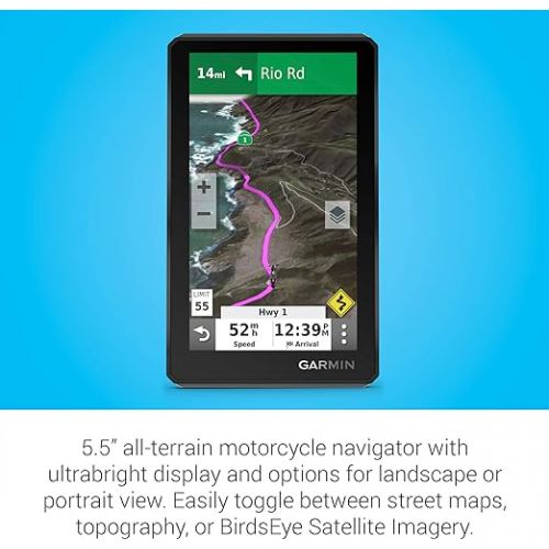 가민 Garmin z?mo XT, All-Terrain Motorcycle GPS Navigation Device, 5.5-inch Ultrabright and Rain-Resistant Display