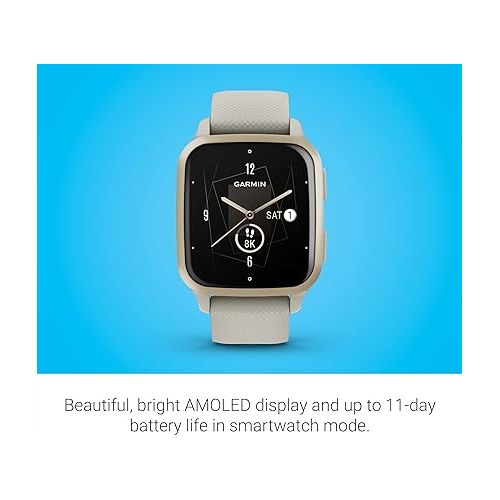 가민 Garmin Venu® Sq 2 - Music Edition, GPS Smartwatch, All-Day Health Monitoring, Long-Lasting Battery Life, AMOLED Display, Cream Gold and French Gray