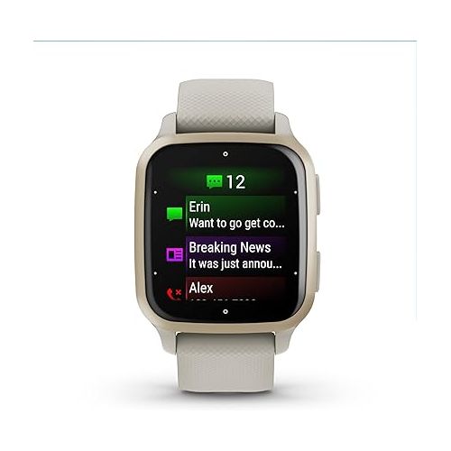 가민 Garmin Venu® Sq 2 - Music Edition, GPS Smartwatch, All-Day Health Monitoring, Long-Lasting Battery Life, AMOLED Display, Cream Gold and French Gray