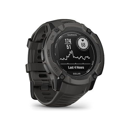 가민 Garmin Instinct 2X Solar, Rugged GPS Smartwatch, Built-in Flashlight, Solar Charging Capability, Multi-Band GNSS, Graphite