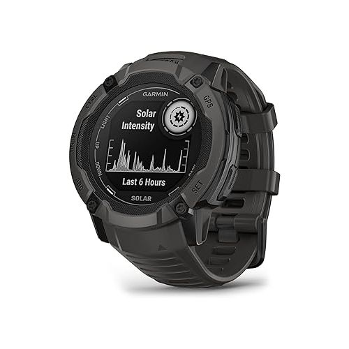 가민 Garmin Instinct 2X Solar, Rugged GPS Smartwatch, Built-in Flashlight, Solar Charging Capability, Multi-Band GNSS, Graphite