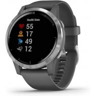 Garmin 010-02174-01 vivoactive 4, GPS Smartwatch, Features Music, Body Energy Monitoring, Animated Workouts, Pulse Ox Sensors and More, Silver with Gray Band