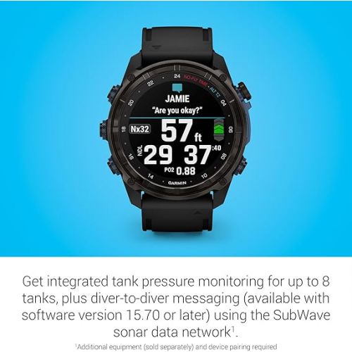 가민 Garmin Descent™ Mk3i, Dive Computer and Multisport GPS Smartwatch, Air Integration, Black