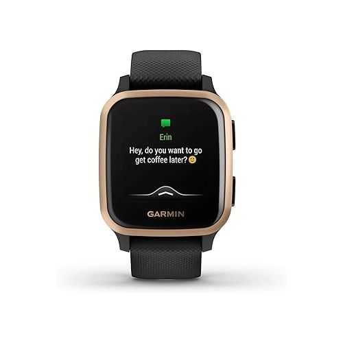 가민 Garmin Venu Sq Music, GPS Smartwatch with Bright Touchscreen Display, Features Music and Up To 6 Days of Battery Life, Black and Rose Gold