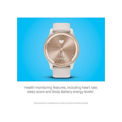 가민 Garmin vivomove Trend, Stylish Hybrid Smartwatch, Long-Lasting Battery Life, Dynamic Watch Hands and Touchscreen Display, Ivory