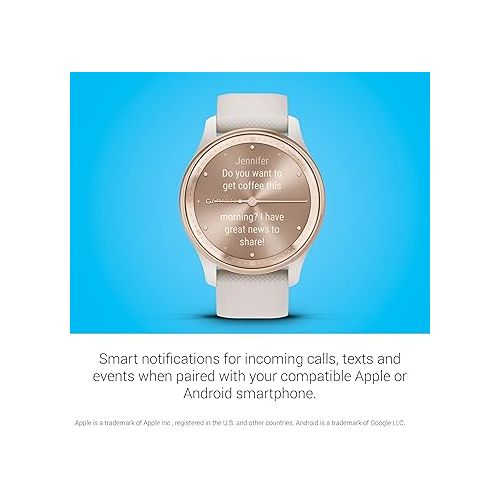 가민 Garmin vivomove Trend, Stylish Hybrid Smartwatch, Long-Lasting Battery Life, Dynamic Watch Hands and Touchscreen Display, Ivory