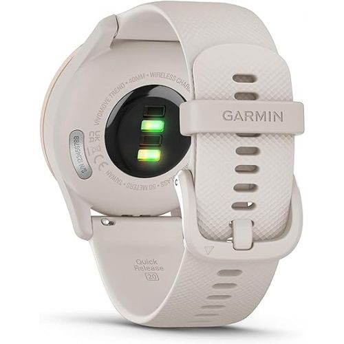가민 Garmin vivomove Trend, Stylish Hybrid Smartwatch, Long-Lasting Battery Life, Dynamic Watch Hands and Touchscreen Display, Ivory
