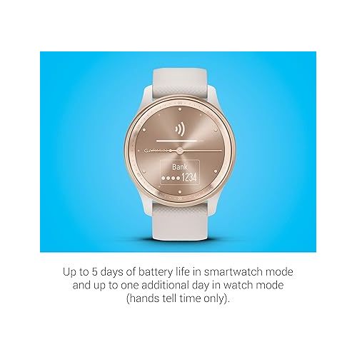 가민 Garmin vivomove Trend, Stylish Hybrid Smartwatch, Long-Lasting Battery Life, Dynamic Watch Hands and Touchscreen Display, Ivory