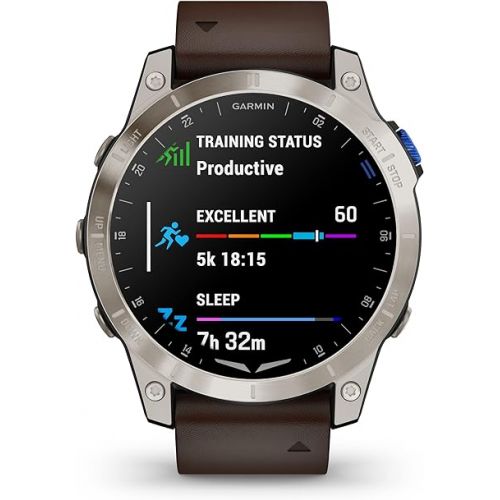 가민 Garmin D2™ Mach 1, Touchscreen Aviator Smartwatch with GPS Moving Map, Aviation Weather, Health and Wellness Features and More, Oxford Brown Leather Band