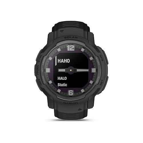 가민 Garmin Instinct Crossover Solar - Tactical Edition, Rugged Hybrid Smartwatch with Solar Charging Capabilities, Tactical-Specific Features, Analog Hands and Digital Display, Black