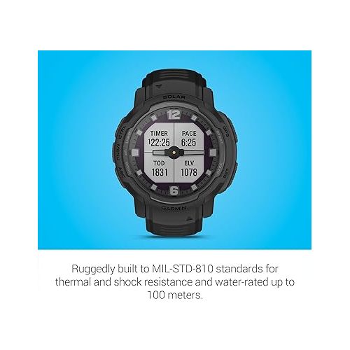 가민 Garmin Instinct Crossover Solar - Tactical Edition, Rugged Hybrid Smartwatch with Solar Charging Capabilities, Tactical-Specific Features, Analog Hands and Digital Display, Black