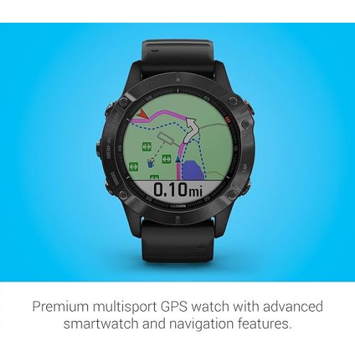 가민 Garmin Fenix 6 Pro, Premium Multisport GPS Watch, Features Mapping, Music, Grade-Adjusted Pace Guidance and Pulse Ox Sensors, Black (Renewed)