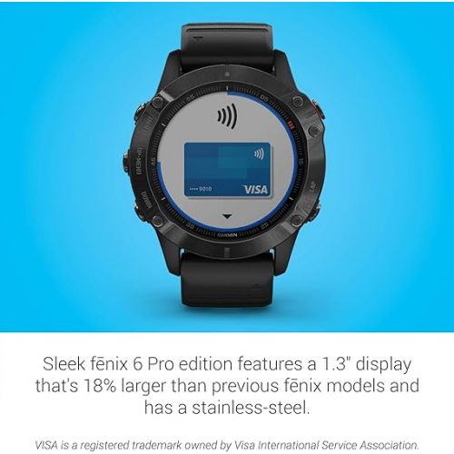 가민 Garmin Fenix 6 Pro, Premium Multisport GPS Watch, Features Mapping, Music, Grade-Adjusted Pace Guidance and Pulse Ox Sensors, Black (Renewed)