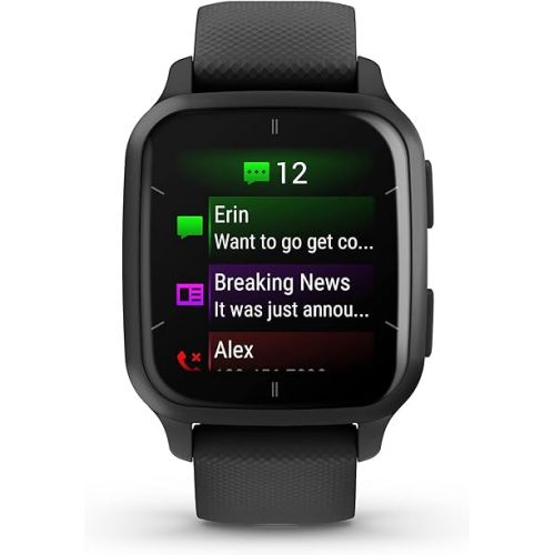 가민 Garmin Venu® Sq 2 - Music Edition, GPS Smartwatch, All-Day Health Monitoring, Long-Lasting Battery Life, AMOLED Display, Slate and Black