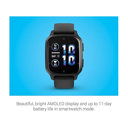 가민 Garmin Venu® Sq 2 - Music Edition, GPS Smartwatch, All-Day Health Monitoring, Long-Lasting Battery Life, AMOLED Display, Slate and Black
