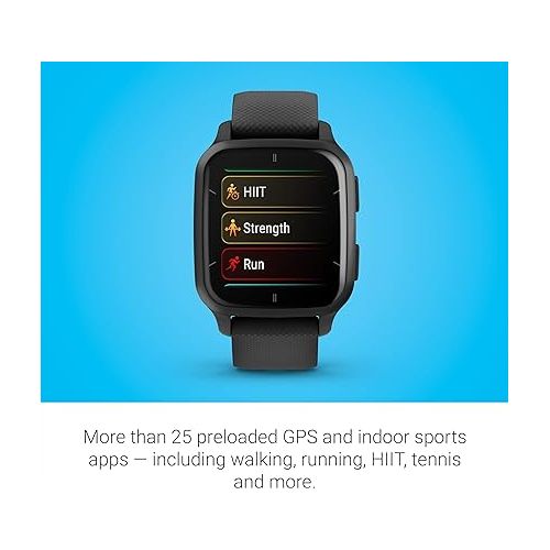 가민 Garmin Venu® Sq 2 - Music Edition, GPS Smartwatch, All-Day Health Monitoring, Long-Lasting Battery Life, AMOLED Display, Slate and Black