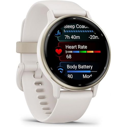 가민 Garmin vivoactive 5, Health and Fitness GPS Smartwatch, AMOLED Display, Up to 11 Days of Battery, Ivory