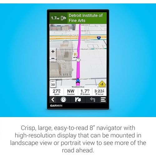 가민 Garmin DriveSmart 86, 8-inch Car GPS Navigator with Bright, Crisp High-resolution Maps and Garmin Voice Assist