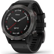 Garmin fenix 6 Sapphire, Premium Multisport GPS Watch, Features Mapping, Music, Grade-Adjusted Pace Guidance and Pulse Ox Sensors, Carbon Gray DLC with Black Band