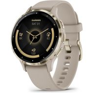 Garmin Venu 3S Soft Gold Stainless Steel Bezel 1.2-Inch AMOLED Touchscreen Display Smart Watch with 41mm French Gray Case and Silicone Band