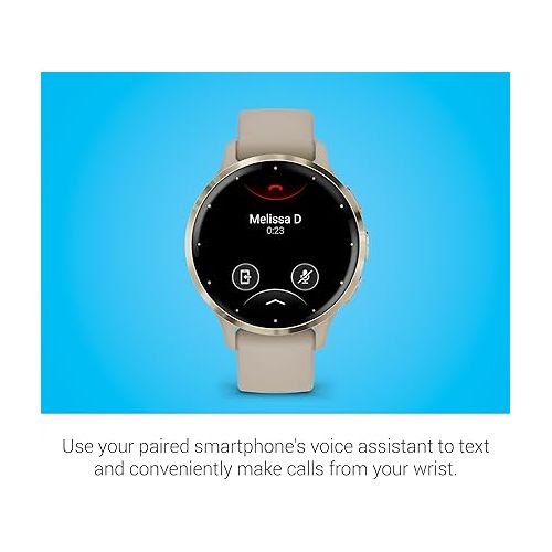 가민 Garmin Venu 3S Soft Gold Stainless Steel Bezel 1.2-Inch AMOLED Touchscreen Display Smart Watch with 41mm French Gray Case and Silicone Band