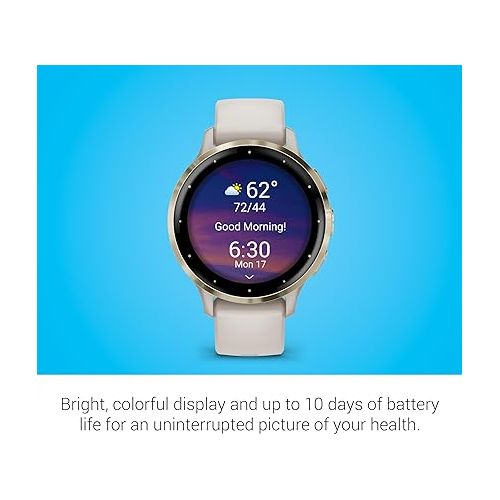 가민 Garmin Venu 3S Soft Gold Stainless Steel Bezel 1.2-Inch AMOLED Touchscreen Display Smart Watch with 41mm Ivory Case and Silicone Band