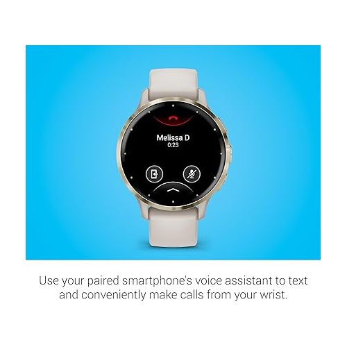 가민 Garmin Venu 3S Soft Gold Stainless Steel Bezel 1.2-Inch AMOLED Touchscreen Display Smart Watch with 41mm Ivory Case and Silicone Band