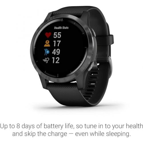 가민 Garmin Vivoactive 4, GPS Smartwatch, Features Music, Body Energy Monitoring, Animated Workouts, Pulse Ox Sensors and More, Black