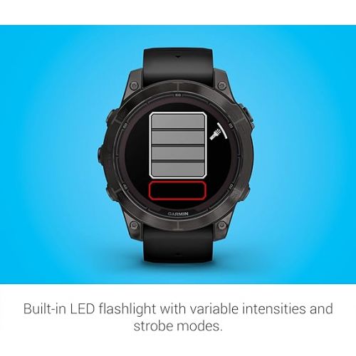 가민 Garmin f?nix 7 Pro Sapphire Solar, Multisport GPS Smartwatch, Built-in Flashlight, Solar Charging Capability, Black