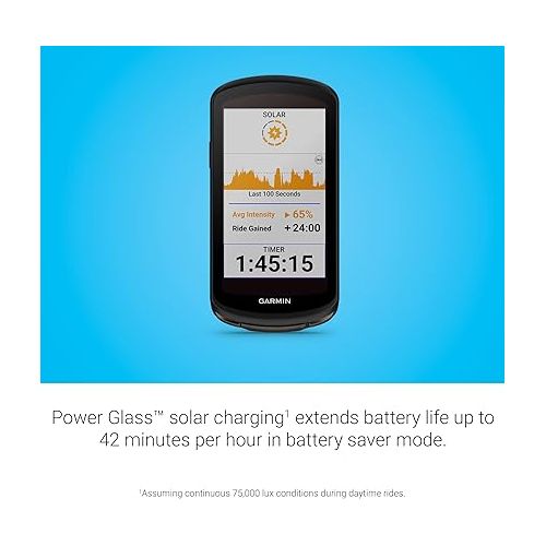 가민 Garmin Edge® 1040 Solar, GPS Bike Computer with Solar Charging Capabilities, On and Off-Road, Spot-On Accuracy, Long-Lasting Battery, Device Only