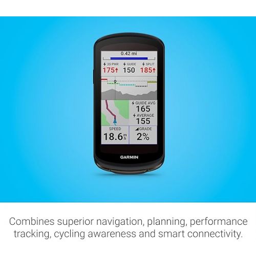 가민 Garmin Edge® 1040 Solar, GPS Bike Computer with Solar Charging Capabilities, On and Off-Road, Spot-On Accuracy, Long-Lasting Battery, Device Only