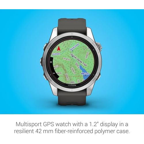 가민 Garmin f?nix 7S Pro Solar, Multisport GPS Smartwatch, Built-in Flashlight, Solar Charging Capability, Graphite