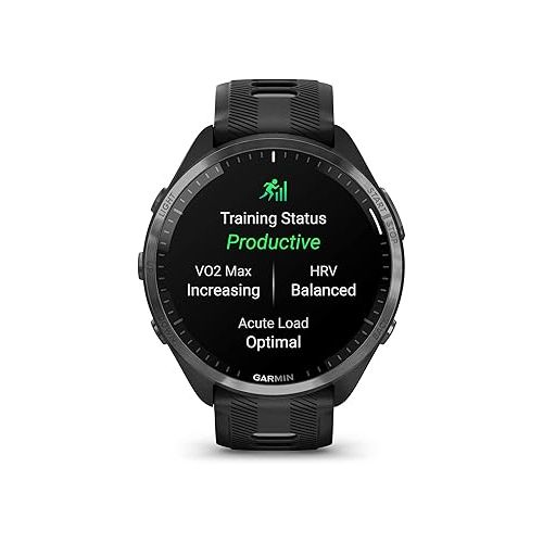 가민 Garmin Forerunner® 965 Running Smartwatch, Colorful AMOLED Display, Training Metrics and Recovery Insights, Black and Powder Gray, 010-02809-00