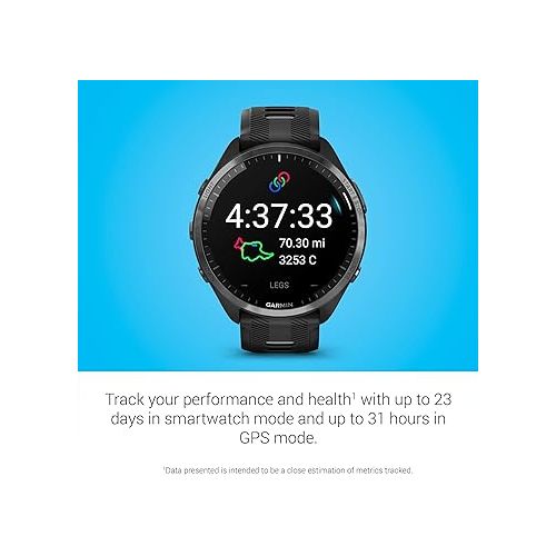 가민 Garmin Forerunner® 965 Running Smartwatch, Colorful AMOLED Display, Training Metrics and Recovery Insights, Black and Powder Gray, 010-02809-00