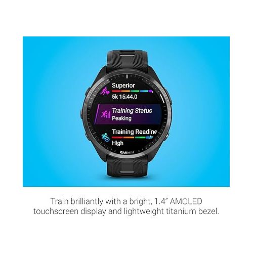 가민 Garmin Forerunner® 965 Running Smartwatch, Colorful AMOLED Display, Training Metrics and Recovery Insights, Black and Powder Gray, 010-02809-00