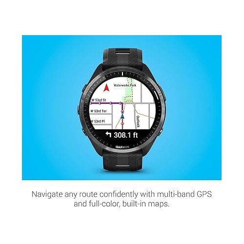 가민 Garmin Forerunner® 965 Running Smartwatch, Colorful AMOLED Display, Training Metrics and Recovery Insights, Black and Powder Gray, 010-02809-00