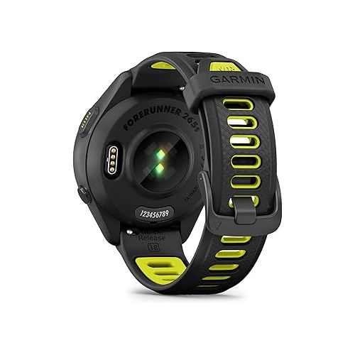 가민 Garmin Forerunner 265S Running Smartwatch, Colorful AMOLED Display, Training Metrics and Recovery Insights, Black and Amp Yellow, 42 mm