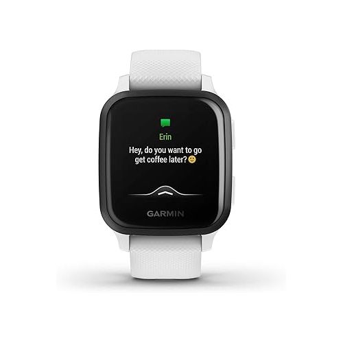 가민 Garmin Venu Sq Music, GPS Smartwatch with Bright Touchscreen Display, Features Music and Up To 6 Days of Battery Life, White and Slate