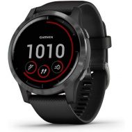 Garmin vivoactive 4 GPS Smart Watch in Slate Stainless Steel Bezel with Black Case and Silicone Band (Renewed)
